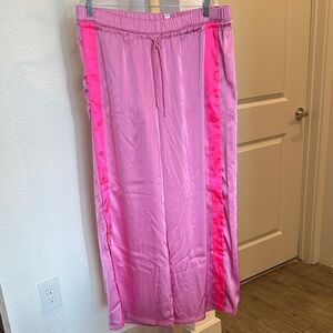JoyLab Pink Satin-Trim Wide Leg Pants